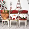 Navidad Muñeca de dibujos animados Plaza de silla de impresión Papá Noel Cena Mesa de comedor Lino Decoración de fiesta de fiesta Cubierta de silla CS29