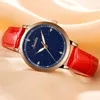 Sunkta Classic Red Leather Strap Women Watch Crystal Flower Decoration Dial Gift Quartz Casual Armbandsur Relogio Feminino 210517