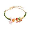 French Fresh Forest handmålad emaljglasyrblomarmband Personlighet Temperament Justerbar Handsmycken Lady Bangle INTE22