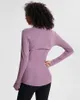 Jaqueta de ioga com zíper outono/inverno com tecido de secagem rápida e furos para os polegares para treinamento e corrida feminina, casaco slim fit