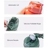 6 colores Material Tritan portátil Agua con pajita Deporte al aire libre Fitness Botellas para beber Botella de plástico duradera
