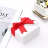 Caja de anillo con lazo cuadrado de papel bonito a la moda, collar de pendientes, caja de regalo de joyería, accesorios de exhibición, cajas de joyería, contenedor