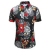 45KG120KG Summer Nowe modnie Męskie kwiaty krótkiego rękawu Koszulka Down Red Blue Floral Hawaiian Shirts 4xl 5xl 6xl 7xl 210412