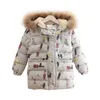 Cold Winter 3 4 6 8 9 10 11 12 Years Teenager Kids Jacket Wadded Cotton Padded Doodle Thickening Hooded Coat For Baby Girls 210529