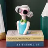 Nordic Individuality Sunglasses Girl Resin Figurine Modern Home Decor Art Statue Living Room Decoration Accessories Sculpture