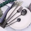 30 pcs mat noir couverts vaisselle cuisine fourchettes cuillères couteaux dîner ensemble en acier inoxydable couverts dorés 6sets 210928