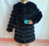 winter warm women coat natural fox fur real jacket Long Sleeve detachable 4IN1 long 210927