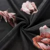 Сексуальные женские блузки прозрачные сетки розовая роза печать с длинным рукавом тонкий круглый шею прозрачные тонкие индивидуальные туники #YJ женские блузки рубашки