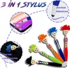 3 in 1 Ballpoint Pen Black Ink Pens with Stylus Tip Mop Topper Touch Screens for Kids and Adults Writting Supplies WJ110