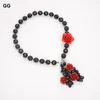 Pendant Necklaces JK Natural 14MM Round Faceted Onyx Red Flower Necklace Handmade For Women
