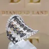 Wedding Rings Unique Design Black And White Interwoven Hollow Zircon Ring For Ladies Exquisite Elegant Anniversary Gift