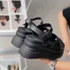 stylishbox ~alta qualità! y21052303 sandali nero / bianco croce STRAPPY 8cm PLATFORM PELLE DI VITELLO zeppa in vera pelle casual sportivo moda lavoro scarpe da donna