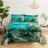 Ensembles de draps, draps de literie en forme de vague de mer, impression numérique pour la maison, lit en Polyester plat avec étui imprimé