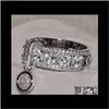Klaster Crystal Cubic Zirkonia Disk Pierścień Sier Rose Gold Diamond Prągi Weddcze Wesela Kobiety biżuteria mody Will and Sandy 080488 x 0cows