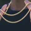 Män enkla 3-11mm rostfritt stål kubanska länkkedja halsband för manliga smycken solid guld svart ton gåvor miami trottoarkedja