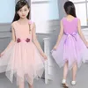 Princess Dress For Teen Girls Party Kids Dress Flowers Girls Dress Summer Costume For Girl 6 8 12 Years Pink Children's Clothing Q0716
