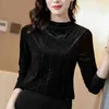 Uzun Kollu Siyah Kadife Bluz Gömlek Tops Kadın Kış Giysileri Bluz Kadınlar Blusas Mujer De Moda Kadın Giyim Blusa D980 210426