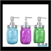 Other Toilet Supplies Bath Home & Garden Drop Delivery 2021 Liquid Soap Dispenser Pump Glass Jar Bottle Stainless Steel Lid Dispensers Counte