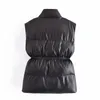 ZXQJ mulheres negras colete de couro sem mangas outono moda de inverno senhoras casual cintura jaqueta femal solta grossa casaco quente 211123