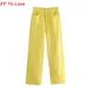 FP To Love Za Woman Vintage Wide Leg Pants Jeans Pink Green Blue Yellow Autumn Spring Street Arrivals Trousers 220216