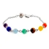 Pietra naturale 7 colori Semplicità Fili Braccialetti con perline 7 Chakra Reiki Guarigione Aragosta Fibbia Bracciale Gioielli Pendolo Catena di cristallo Accessori pendenti