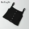 Halter Top Women Summer Summer Bottoni senza maniche Sexy Club Plain Cropped Tops Basic Slim Outwear Camisole Bianco nero Camis 210506