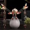 Chinese Traditional Butterfly Flower Tassel Tiara Crown Headpiece Earring XIUHE Bride Hanfu Wedding Hair Accessories Jewelry H1022