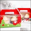 Cadeau cadeau événement fête fournitures fête maison jardin 20pcs boîtes de Noël cupcake papier d'emballage avec fenêtre transparente livraison directe 2021