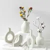 Modern White Ceramic Vases Chinese Style Simple Designed Pottery And Porcelain Vases For Artificial Flowers Decorative Figurines 210409