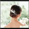 Klipp Barrettes Drop Delivery 2021 Forseven Bridal Wedding Veil Glitter Crystal Pearls Flower Leaf Combs for Women Hair Accessories Decor J