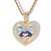 Customize Lover Heart Memorial Photo Pendant Necklace Rotatable Double Sides