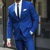 Royal Blue Silm fit Uomo Abiti per Groomsmen 2 pezzi Custom Wedding Tuxedo Nuova giacca moda maschile con pantaloni Costume uomo X0909