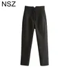 NSZ Femmes Solid Bureau Dames Sarouel Taille Haute Costumes De Travail Chic Pantalon Élégant Crayon 211124