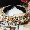 Ins-mode Pearl Hair Band Luxury Barock Rhinestone Headband Girls Flower Sweet Headwear Hair Tillbehör Partihandel X0722