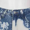 Tie Dye Casual Loose Denim Byxor för kvinnor Hög midja Hit Färg Straight Wide Ben Byxor Kvinna Vårstil 210521