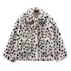 Kanske är du Kvinnor Beige Faux Fur Coat Outwear Knapp Varm Tjock Turn Down Collar Pocket Leopard C0368 210529