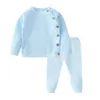 Baby Boy Girl Clothes Sets Primavera Autunno Solido nato Abbigliamento Top manica lunga + Pantaloni Abiti Casual Pigiama 210521