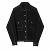 IEFB mode coréenne casual noir Denim veste hommes printemps ample surdimensionné noir jean manteau pour hommes simple poitrine 9Y5803 210524