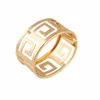 Women Fashion Accessories Elegant Geometric Hollow Bangle Wide Metal Cuff Wristband Bracelet 18K Gold Plated Wedding Jewelry Party2675593