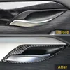 Para BMW X1 E84 2010-2015, accesorios de fibra de carbono para coche, cubierta de manija de puerta interior, marco adhesivo, calcomanía embellecedora 253H