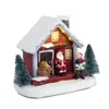 Winter Snow Christmas Dorp Building Santa House Xmas Decoration Light-Up Home Holiday Ornament Gifts 211018