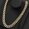 Men's Ice Cuba Necklace, 15mm, Hip-hop Jewelry, Neck Zipper, Silver Gold, Rhinestone, Rapper Buckle, Chain Link Q0809