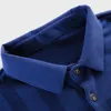 Kalın Uzun Kollu Tee Gömlek Erkekler Rahat Çizgili erkek Giyim Polos Gömlek Erkek Moda Slim Fit Poloshirt Tops