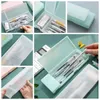 Simple Multifunction Transparent pencil case Frosted Plastic Pink Green White Blue Pencils Pens Storage Box Bag Holder School Office Stationery Supplies JY0634