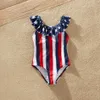 Maillots de bain Star Stripe de la série Independence Day (maillots de bain à épaules dénudées pour maman et fille; maillots de bain papa garçon) 210528