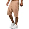 2021 Lato Mężczyźni Casual Moda Flax Plaża Spodenki Męskie Solidne Kolor krótkich spodni Męskie Oddychające Boardshorts M-5XL X0705