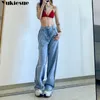 Streetwear High Caist Mulher Mulher Mulheres Mulheres Calça para Feminino Jean Femme Pants Denim de pernas largas Jeans 210519