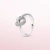 lady Knotted Heart Ring Original Box for Pandora 925 Sterling Silver CZ Diamond Women Wedding Gift Jewelry Rings Sets