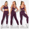 Hipsterme Solid Color Seamlyoga Zestaw Kobiety 2 Sztuka Siłownia Stroje Sportwear Fitnsuits Odzież sportowa Dresy Abetwear X0629