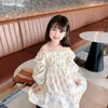 Gooporson Spring Kids Flower Dress Off The Shoulder Long Sleeve Princess Dress Korean Fashion Little Girls Costume Fall Outfits 210715